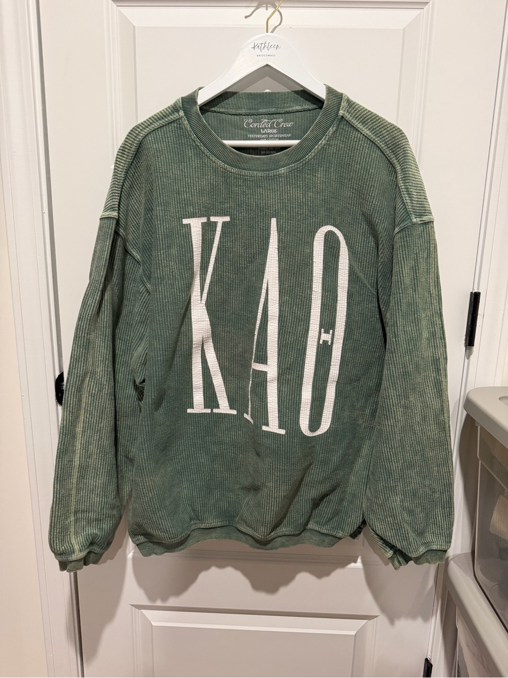 Green Kappa Alpha Theta Corded Crewneck Sweater